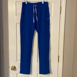 Figs brand, royal blue, scrub pants, straight leg size small tall